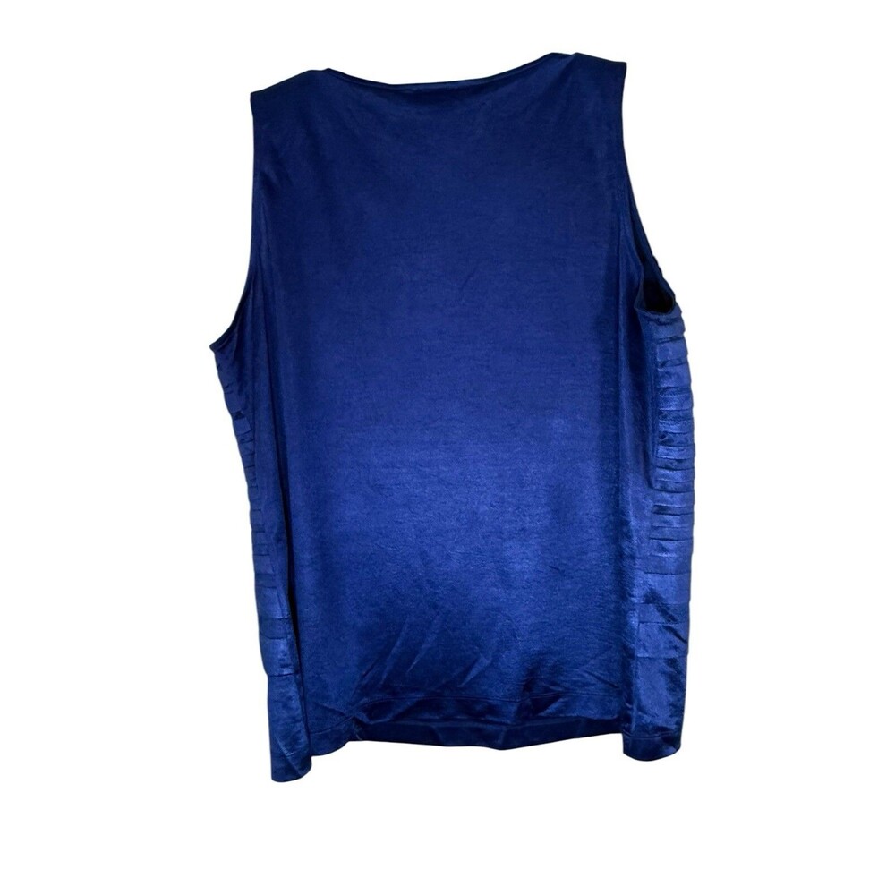 Chico’s Travelers Women’s Sz 3(XL) Blue Grotto Pleated Scoop Neck Top Blouse - Picture 4 of 5